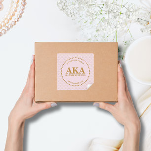 Sticker Carré Élégant treillis or Business Monogramme