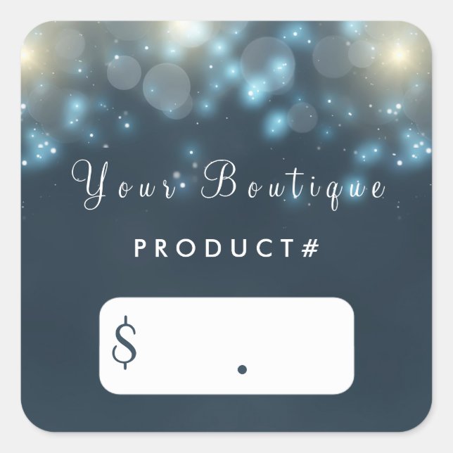 Sticker Carré Élégant Turquoise foncé Bokeh Sparkle Boutique Pri (Devant)