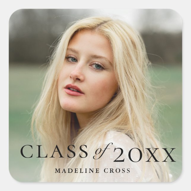 Sticker Carré Élégant Type Photo Graduation (Devant)