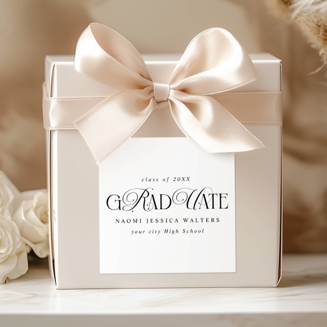 Sticker Carré Elegant Typography Old Money Graduation (Créateur téléchargé)