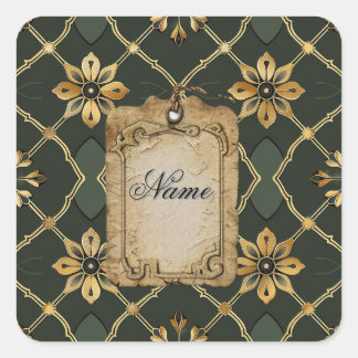 Sticker Carré Élégant Vert médiéval Personnalisé