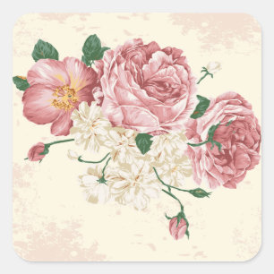Sticker Carré Elegant Vintage Roses