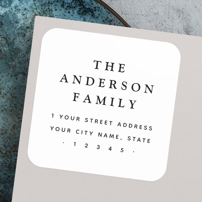 Sticker Carré Élégante adresse de retour blanche (Elegant white return address square sticker)