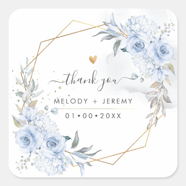 Sticker Carré Elégante aquarelle Dusty Rose Merci (Devant)