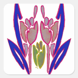 Sticker Carré Elégante aquarelle Rose Imprimer