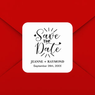 Sticker Carré Élégante Calligraphie Mariage Carte de Pré-Réserva