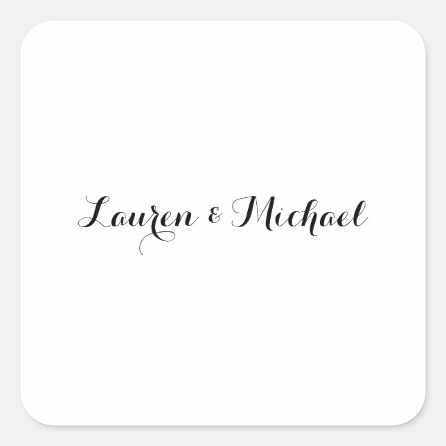 Sticker Carré Élégante calligraphie minimaliste mariage noir bla (Devant)