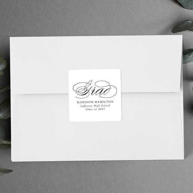 Sticker Carré Élégante Calligraphie Noire (Créateur téléchargé)