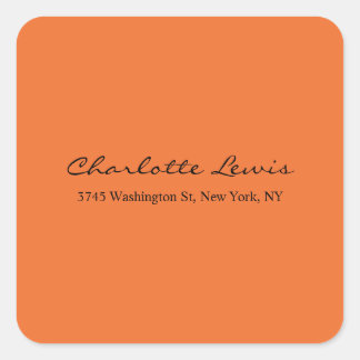 Sticker Carré Élégante calligraphie Plaque Orange Texte Lisible
