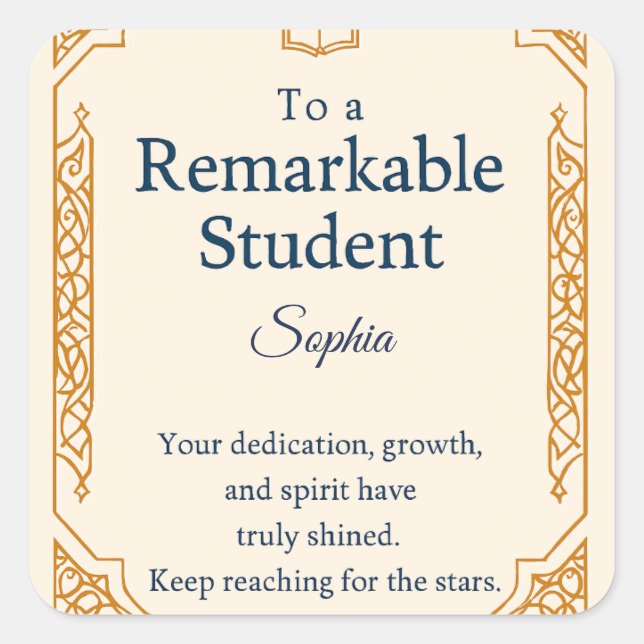 Sticker Carré Elégante carte de félicitations pour un Stud Remar (Devant)