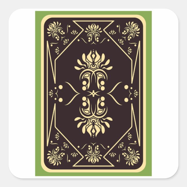Sticker Carré Élégante carte de jeu Vintage Black Gold (Devant)