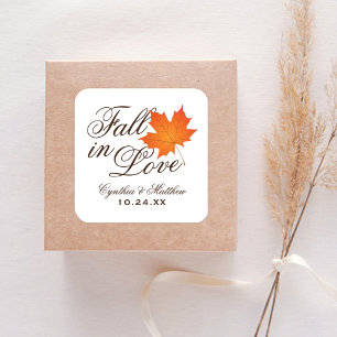 Sticker Carré Élégante chute en amour Automne Mariage Monogramme