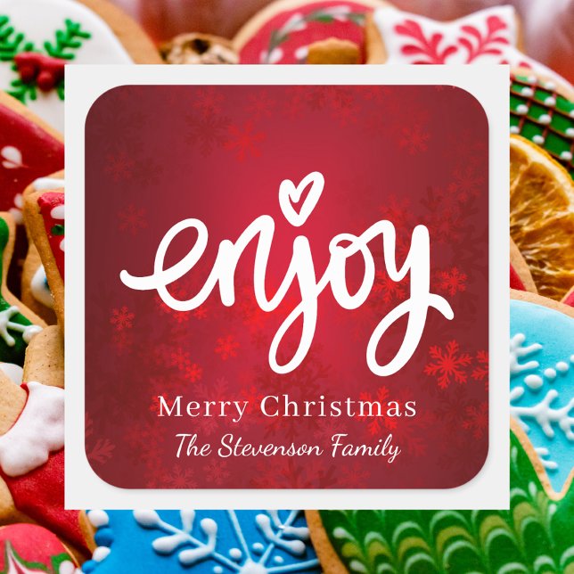 Sticker Carré Élégante cuisine de Noël simple rouge (Créateur téléchargé)