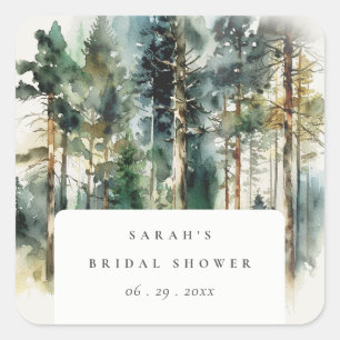 Sticker Carré Élégante Fête de Mariage de la Forêt de Bois de Aq