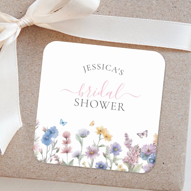 Sticker Carré Elégante Fête des mariées de verdure Fleur sauvage (Créateur téléchargé)