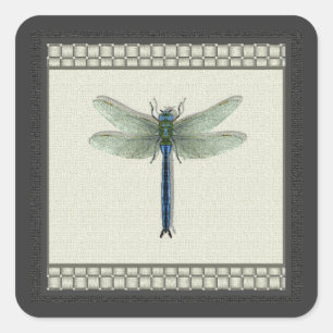 Sticker Carré Élégante libellule bleue