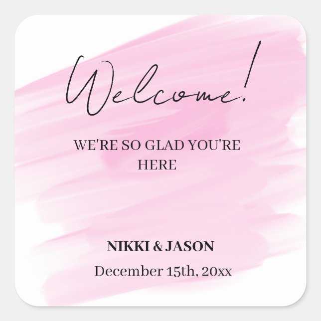 Sticker Carré Élégante ligne de Parties scintillant or Mariage m (Devant)