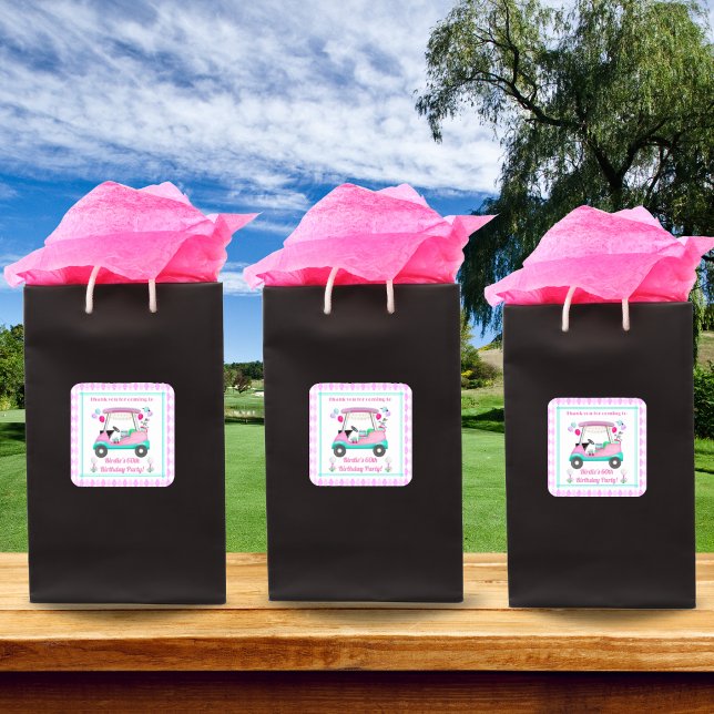 Sticker Carré Élégante partie de golf féminin Merci de panier An (Créateur téléchargé)