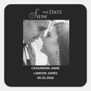 Sticker Carré Élégante Photo Chic Typographie Carrée Noire