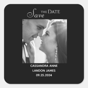 Sticker Carré Élégante Photo Chic Typographie Noire