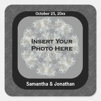 Sticker Carré Élégante Photo de Mariage Personnalisée avec Motif