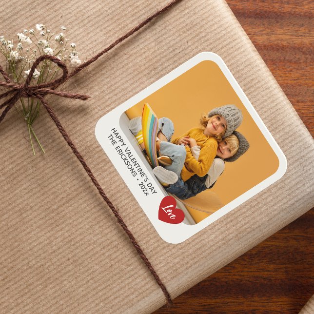 Sticker Carré Élégante photo minimale moderne Valentine (Créateur téléchargé)