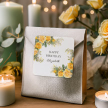 Élégante Rose Jaune Florale Fête d'Anniversaire
