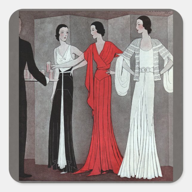 Sticker Carré Élégante soirée Art déco rétro Vintage (Devant)