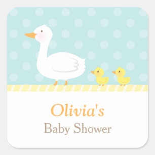 Sticker Carré Élégante Soirée Baby shower Twins Canard Cute
