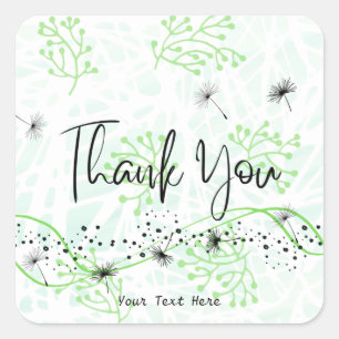 Sticker Carré Élégante typographie de Merci vert professionnel