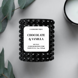 Sticker Carré élégante typographie noir et blanc bougie étiquett