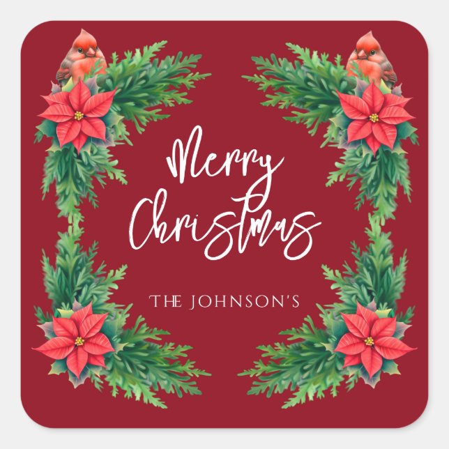 Sticker Carré Élégante verdure hivernale (Devant)