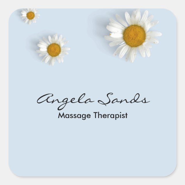 Sticker Carré Elegantes marguerites blanches bleues (Devant)