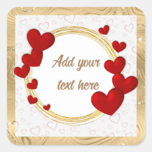 Sticker Carré Élégantes Saint-Valentin, Amour, Mariage Anniversa