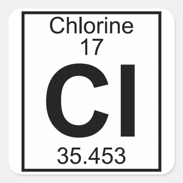 Sticker Carré Élément 017 - Cl - Chlorine (complet) (Devant)