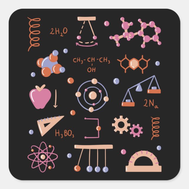 Sticker Carré Éléments de physique (Devant)