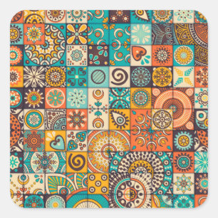 Sticker Carré Éléments décoratifs : Motif Vintage à main