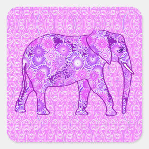 Sticker Carré Éléphale tourbillon fractal - violet et orchidée