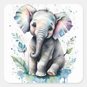 Sticker Carré Éléphant