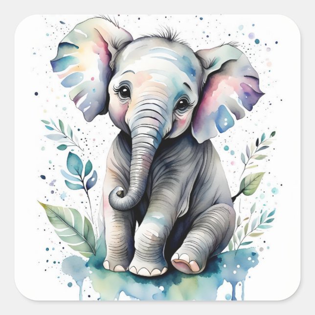 Sticker Carré Éléphant  (Devant)