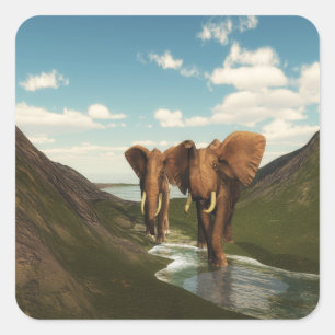 Sticker Carré Eléphant