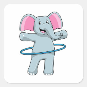 Sticker Carré Eléphant à Fitness avec pneus Fitness