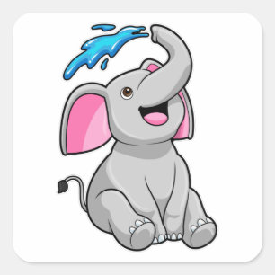 Sticker Carré Eléphant à l'eau