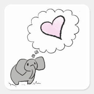 Sticker Carré Eléphant amoureux
