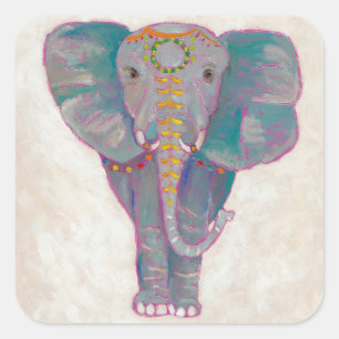 Sticker Carré Eléphant asiatique zen