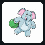 Sticker Carré Elephant at Bowling with Bowling ball<br><div class="desc">This design is the perfect gift for a birthday,  Christmas and other celebrations. It is suitable for women,  men and kids.</div>