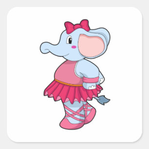 Sticker Carré Eléphant au Ballet avec jupe