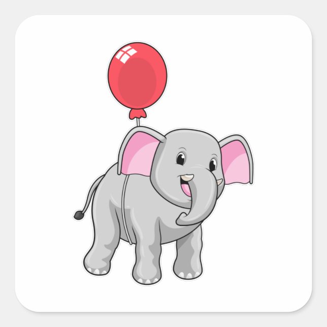 Sticker Carré Eléphant avec ballon (Devant)