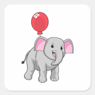 Sticker Carré Eléphant avec ballon