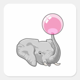 Sticker Carré Eléphant avec ballon
